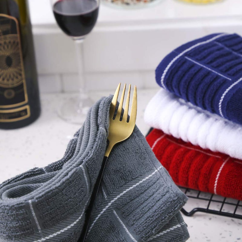 Anyi 100% Cotton Gray Kitchen Towels, Absorbent Dish Towels with Hanging Loop, Soft Kitchen Hand Towels for Washing, Drying Dishes - Image 5